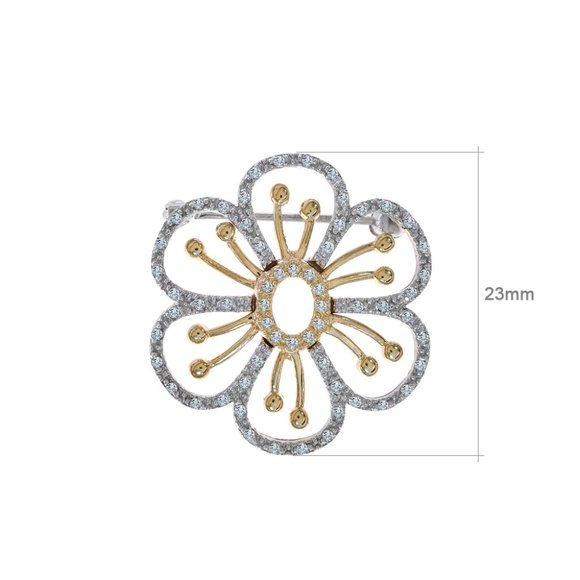 0.40 Ct. Diamond Two-tone Vintage Flower Brooch